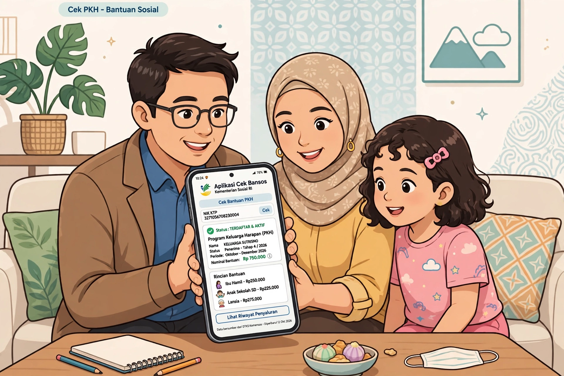 Cara Cek Bansos PKH 2026 Lewat NIK, Status dan Desil DTSEN